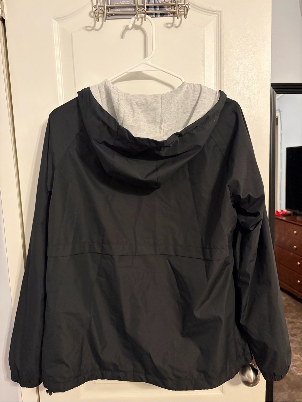 New Balance Black Hooded Windbreaker with Light Gray Liner - Picture 2 of 2